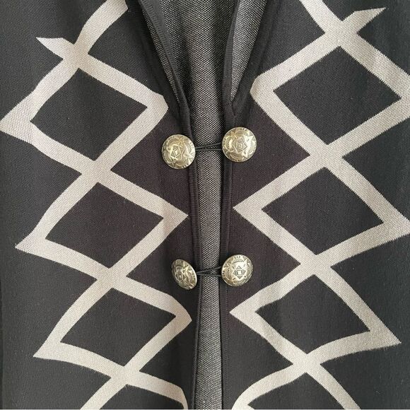 Roja Black and Grey Southwestern Print Long Knit Duster - Picture 3 of 5